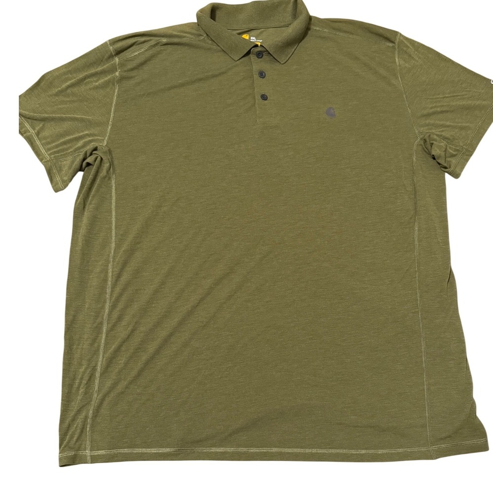Carhartt Mens 2XL Olive Green Relaxed Fit Short Sleeve Polo Shirt Force Extremes